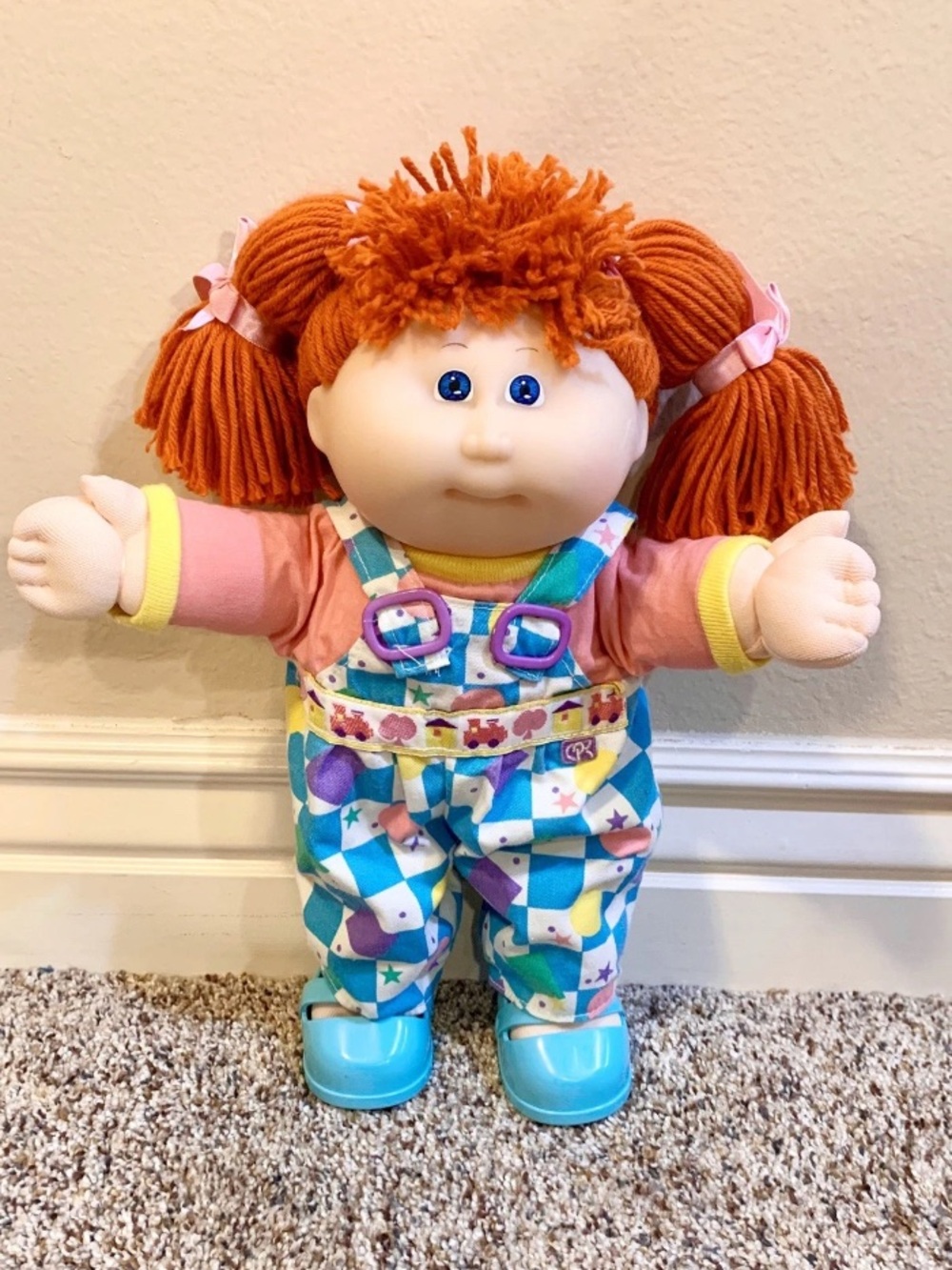 Vintage Cabbage Patch Kids Toddler Doll HM1 Girl In HTF Train Overalls
